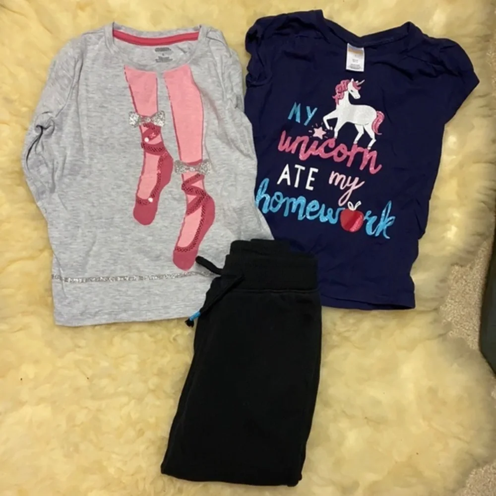 Gymboree Unicorn Ballet Tee Bundle Joggers Girls Size 5 Lot